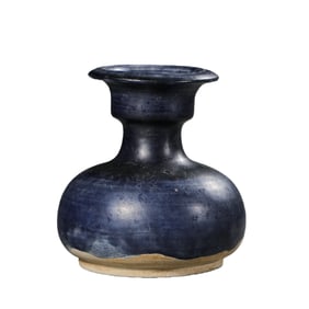 Blue-glazed flared bottle from Gongxian kiln, Tang Dynasty, China