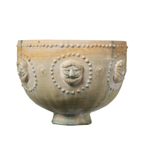 Chinese Sui Dynasty white-glazed bowl with applied decoration