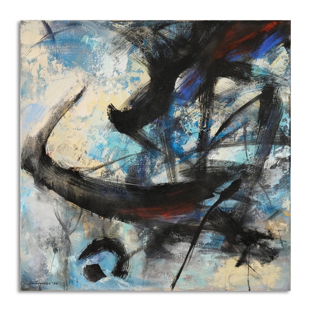 GIUSEPPE SANTOMASO (1907-1990), ATTRIBUTED TO, OIL ON CANVAS: Image Size: 79 cm x 79 cm (31 in x 31 in) All measurements are approximate. Signed (lower left) This painting comes with a COA issued by Artist Museums. Giuseppe Santomaso (1907-1990) was a leading