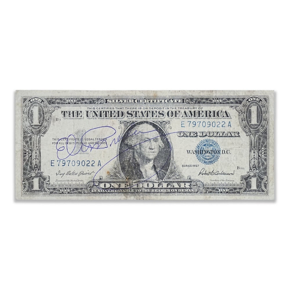 ELVIS PRESLEY SIGNED 1957 ONE DOLLAR SILVER CERTIFICATE (1 of 2)