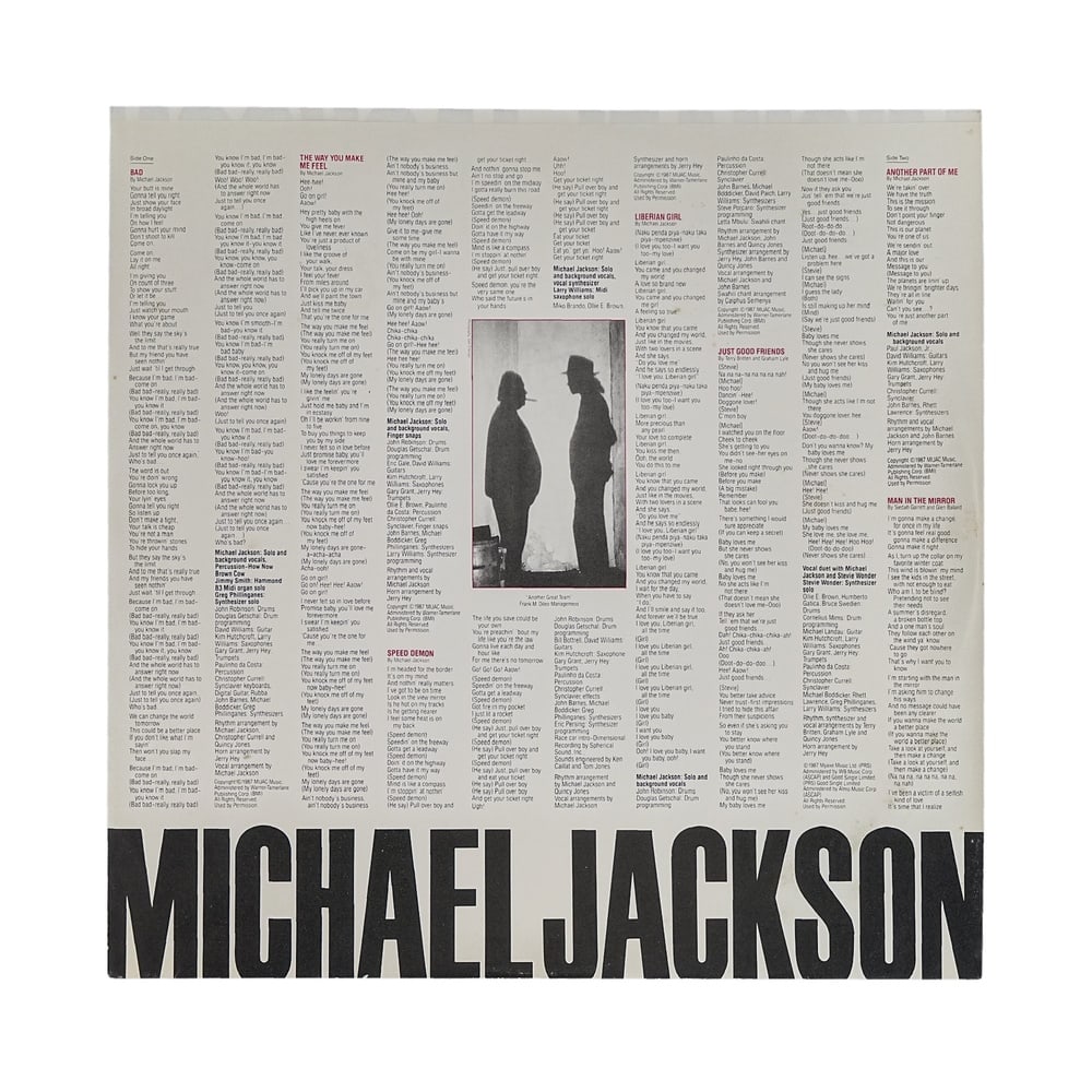 MICHAEL JACKSON SIGNED "BAD" U.S. FIRST PRESSING LP - 6