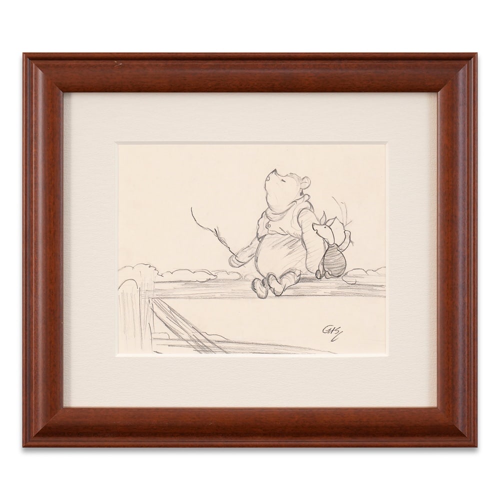 E. H. SHEPARD SIGNED WINNIE-THE-POOH CHARACTER SKETCH: Image Dimensions: 7 1/8 x 9 1/8 in (18.2 x 23 cm) Framed Dimensions: 13 5/8 x 15 1/2 in (34.5 x 39.5 cm) Provenance and Authentication: This collectible has undergone a rigorous forensic evaluation. T