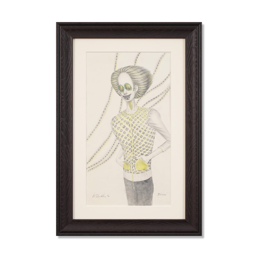 ED PASCHKE (1939-2004), ATTRIBUTED TO, COLORED PENCIL ON PAPER: Signed (lower left) Image Dimensions: 20 1/8 x 11 in (51 x 28 cm) Framed Dimensions: 27 5/8 x 18 5/8 in (70.3 x 47.2 cm) This painting comes with COA. Ed Paschke remains one of the most influential