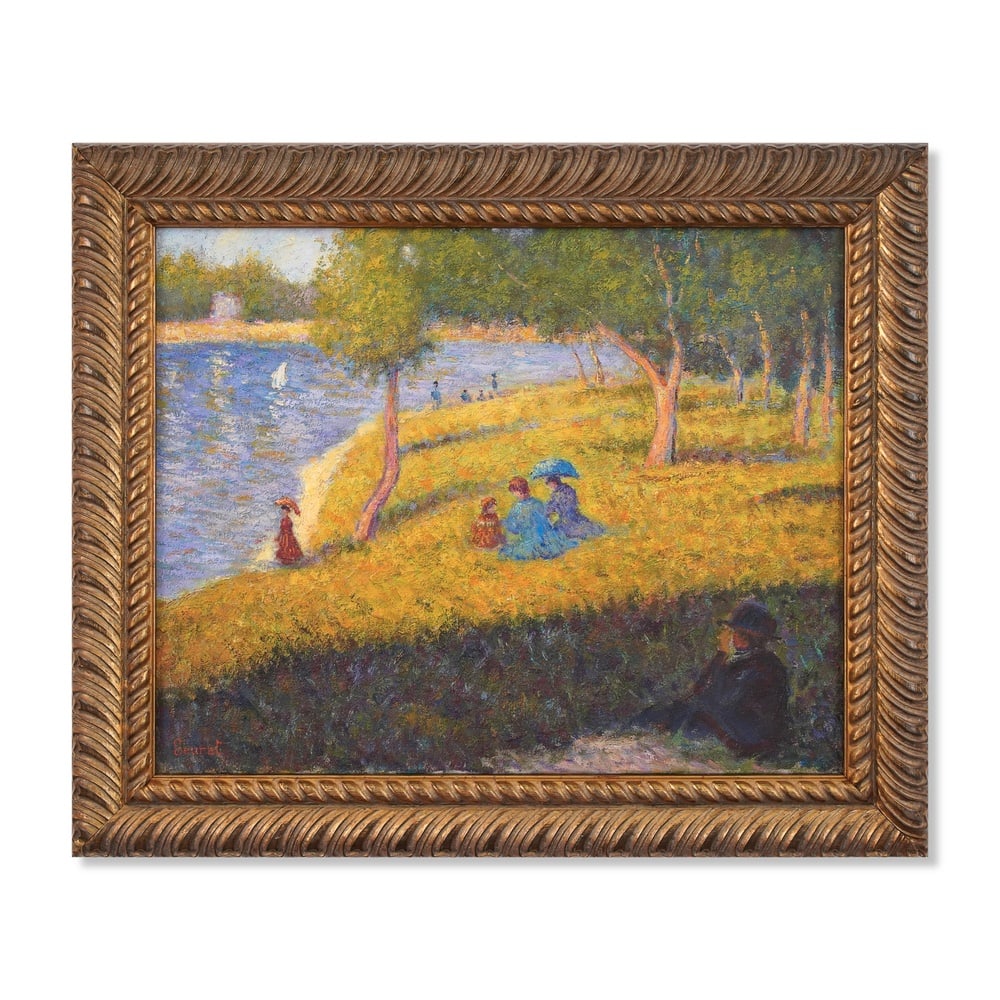 GEORGES SEURAT (1859-1891), ATTRIBUTED TO, OIL ON CANVAS: Signed (lower left) Image Dimensions: 25 5/8 x 31 7/8 in (65 x 81 cm) Framed Dimensions: 33 1/8 x 39 3/8 in (84 x 100 cm) This painting comes with COA. Georges Seurat occupies a singular position in