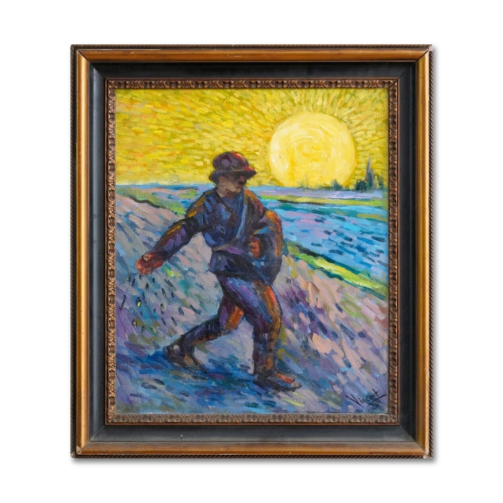 VINCENT VAN GOGH (1853-1890), ATTRIBUTED TO, OIL ON CANVAS: Signed (lower right) Image Dimensions: 44 x 37 cm (17 1/2 x 14 1/2 in) Framed Dimensions: 55 x 48 cm (21 5/8 x 18 7/8 in) This painting comes with COA. Vincent van Gogh, born in 1853 in Zundert,