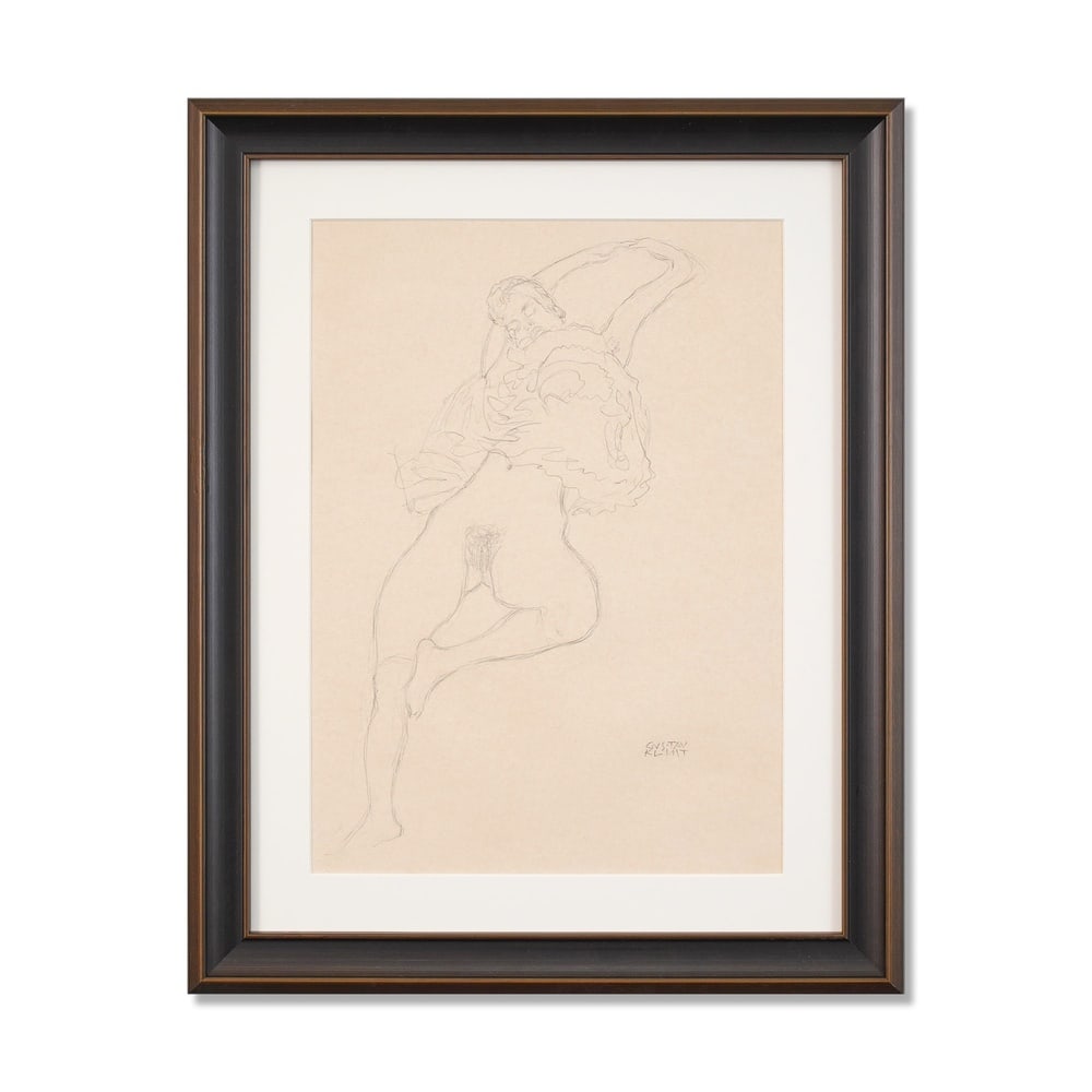 GUSTAV KLIMT (1862-1918), ATTRIBUTED TO, PENCIL ON PAPER: Signed (lower right) Image Dimensions: 20 1/4 x 14 3/4 in (51.5 x 37.5 cm) Framed Dimensions: 27 1/2 x 21 3/4 in (70 x 55.2 cm) This painting comes with COA. Gustav Klimt's drawings occupy a central