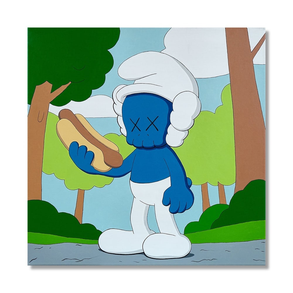 KAWS (B.1974), ATTRIBUTED TO, ACRYLIC ON CANVAS: Signed (verso) Image Dimensions: 29 1/2 x 29 1/2 in (75 x 75 cm) This painting comes with COA. KAWS, one of the most influential figures in contemporary art, has built a visual language that bridges