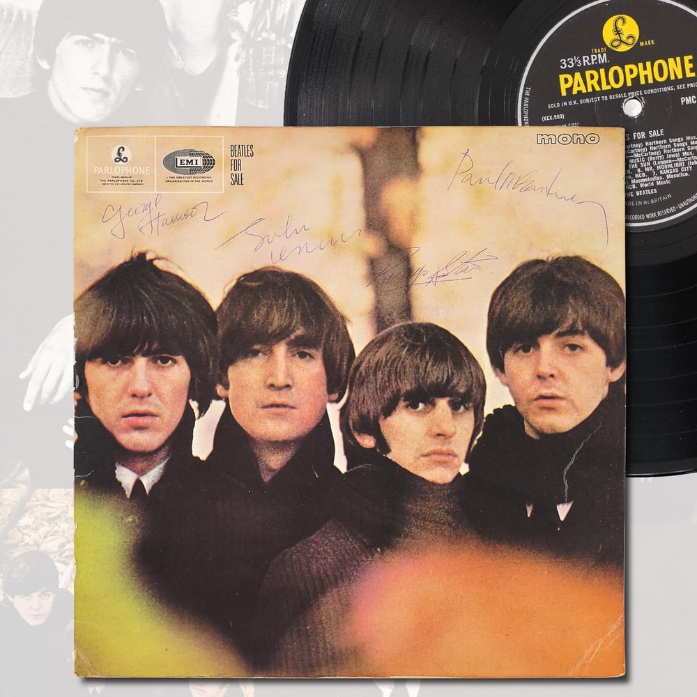 THE BEATLES FULLY SIGNED LP "BEATLES FOR SALE" (U.K. MONO PRESSING): 12 1/4 x 12 1/4 Provenance and Authentication: This collectible has undergone a rigorous forensic evaluation. The signatures were carefully analyzed across multiple criteria, including ink