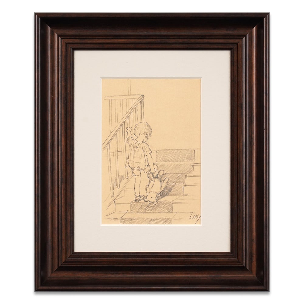 E.H. SHEPARD SIGNED SKETCH: Image Dimensions: 9 1/2 x 6 1/4 in (24 x 16 cm) Framed Dimensions: 18 1/4 x 15 1/8 in (46.5 x 38.5 cm) Provenance and Authentication: This collectible has undergone a rigorous forensic evaluation. The