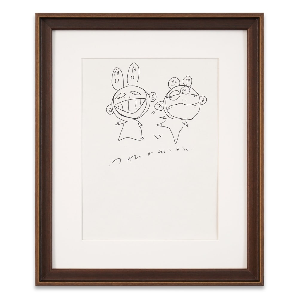 TAKASHI MURAKAMI (B.1962), ATTRIBUTED TO, SIGNED ORIGINAL DRAWING: Image Dimensions: 11 1/4 x 8 1/2 in (28.5 x 21.5 cm) Framed Dimensions: 17 1/8 x 14 1/4 in (43.5 x 36.3 cm) Provenance and Authentication: This collectible has undergone a rigorous forensic