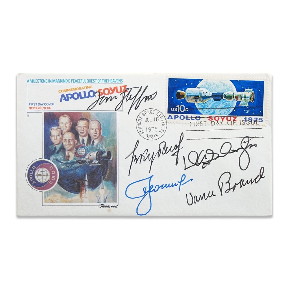 APOLLO-SOYUZ TEST PROJECT FULLY SIGNED FIRST DAY COVER (JULY 15, 1975) (1 of 2)
