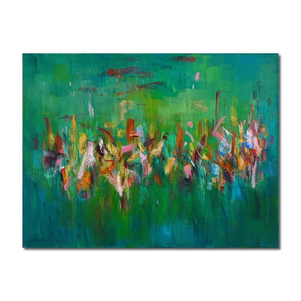 NORMAN LEWIS (1909-1979), ATTRIBUTED TO, OIL ON CANVAS: Image Dimensions: 29 1/4 x 38 1/2 in (74 x 97.5 cm) Signed (lower left) This painting comes with COA. This painting by Norman Lewis, completed in 1962, exemplifies the artist's mature period, where