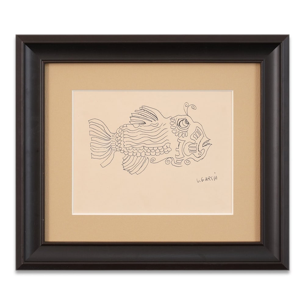 JERRY GARCIA SIGNED PSYCHEDELIC FISH DRAWING (1 of 1)
