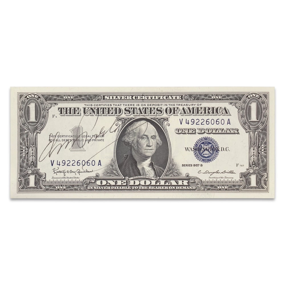ELVIS PRESLEY SIGNED 1957 U.S. ONE DOLLAR SILVER CERTIFICATE (1 of 2)