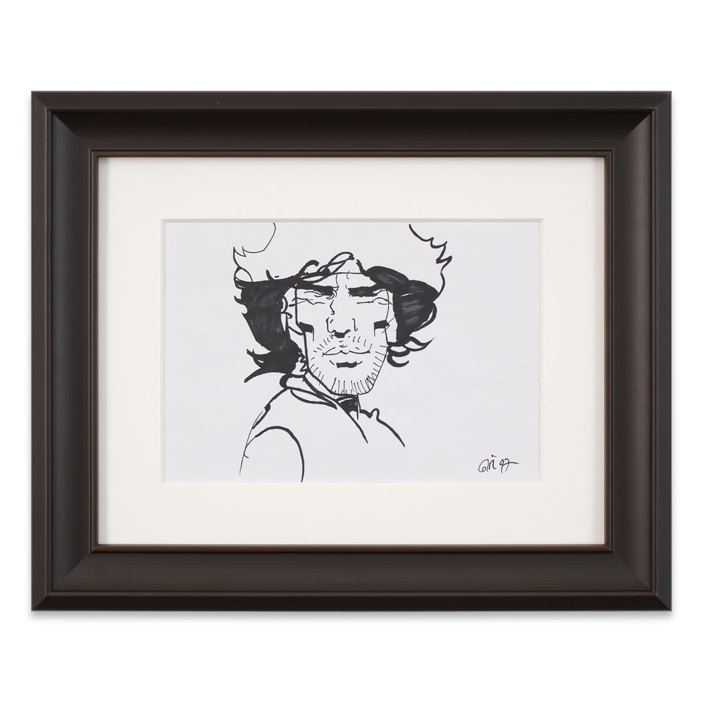 JEAN GIRAUD "MOEBIUS" SIGNED SKETCH: Image Dimensions: 10 5/8 x 7 1/4 in (27 x 18.5 cm) Framed Dimensions: 18 1/8 x 15 in (46 x 38 cm) Provenance and Authentication: This collectible has undergone a rigorous forensic evaluation. The sign