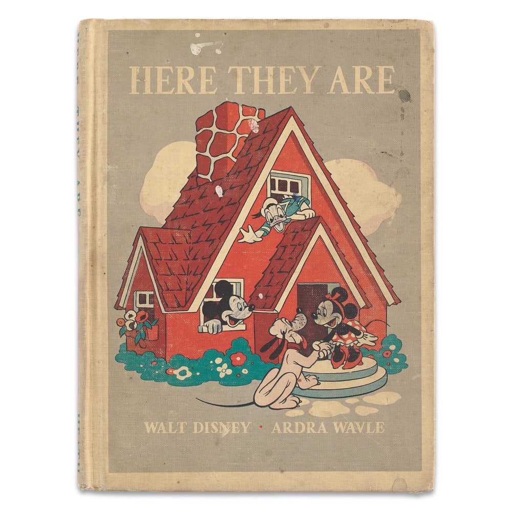 WALT DISNEY SIGNED "HERE THEY ARE": 8 1/2 x 6 1/4 in (21.5 x 16 cm) Provenance and Authentication: This collectible has undergone a rigorous forensic evaluation. The signatures were carefully analyzed across multiple criteria, including