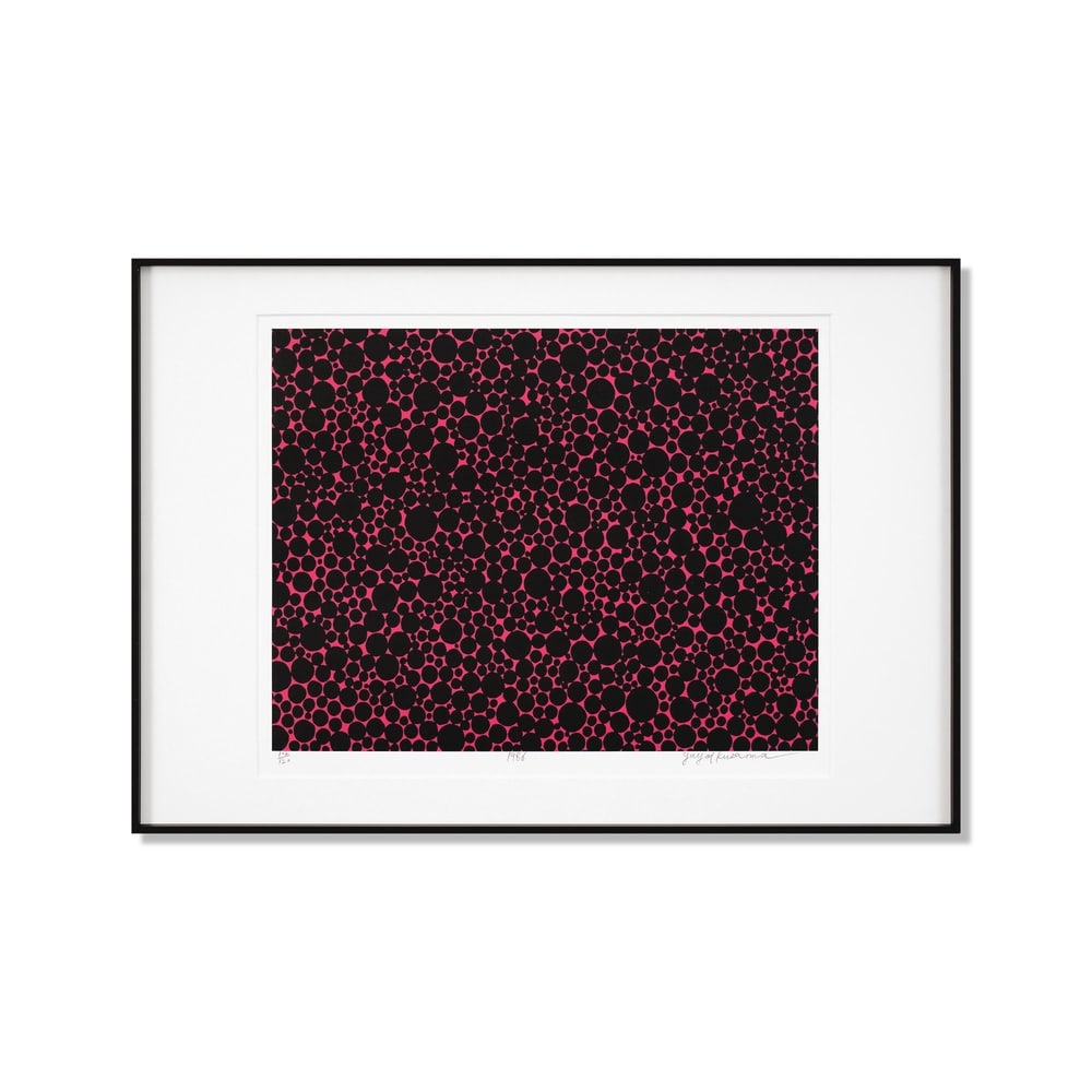YAYOI KUSAMA (B.1929), SILKSCREEN PRINT: Signed (lower right) Image Dimensions: 16 7/8 x 13 3/4 in (43 x 35 cm) Framed Dimensions: 24 5/8 x 17 1/8 in (62.5 x 43.5 cm) Yayoi Kusama (b. 1929) stands as one of the most iconic and influential fe