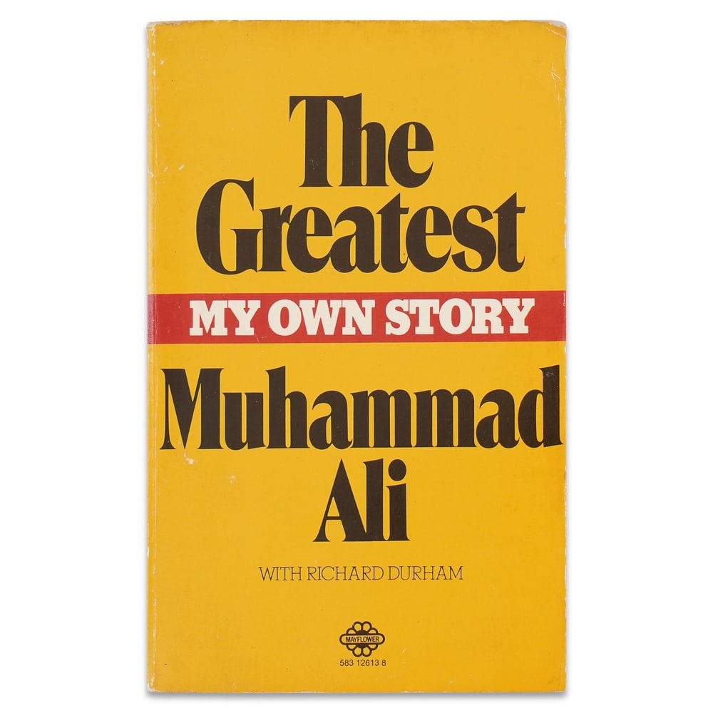MUHAMMAD ALI SIGNED "THE GREATEST: MY OWN STORY": 7 x 4 3/8 in (17.7 x 11.2 cm) Provenance and Authentication: This collectible has undergone a rigorous forensic evaluation. The signatures were carefully analyzed across multiple criteria, including