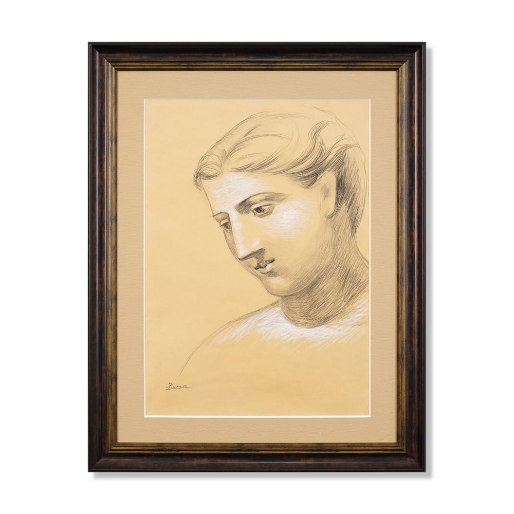 PABLO PICASSO (1881-1973), ATTRIBUTED TO, CHARCOAL AND CHALK ON PAPER: Signed (lower left) Image Dimensions: 20 7/8 x 14 7/8 in (53 x 37.8 cm) Framed Dimensions: 28 x 21 7/8 in (71 x 55.5 cm) This painting comes with COA. Pablo Picasso remains one of the most transformat