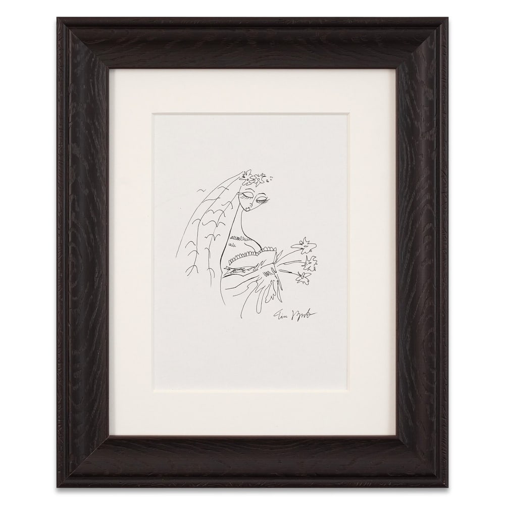 TIM BURTON HAND-DRAWN AND SIGNED FIGURAL DRAWING: Image Dimensions: 11 1/4 x 7 3/4 in (28.5 x 19.8 cm) Framed Dimensions: 19 1/4 x 15 7/8 in (49 x 40.3 cm) Provenance and Authentication: This collectible has undergone a rigorous forensic evaluation. 