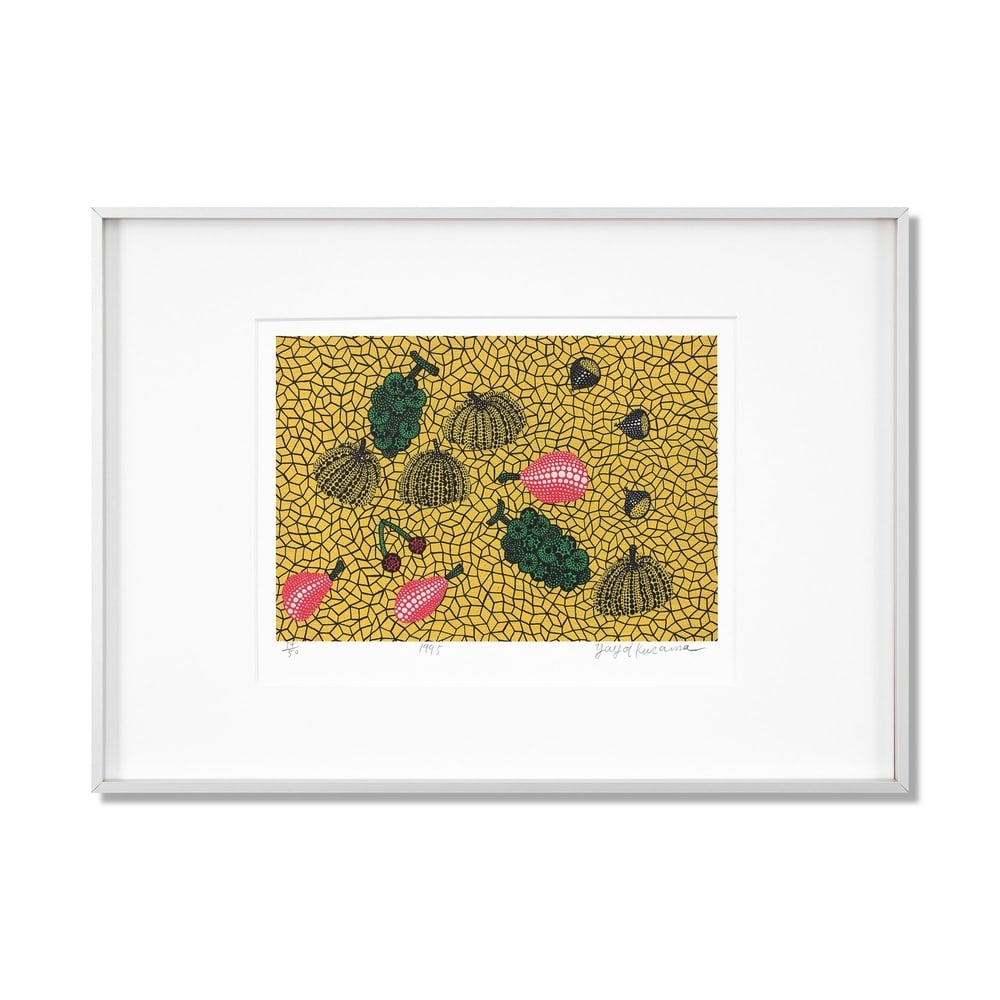 YAYOI KUSAMA (B.1929), SILKSCREEN PRINT: Signed (lower right) Image Dimensions: 9 7/8 x 7 1/2 in (25 x 19 cm) Framed Dimensions: 16 3/4 x 12 in (42.5 x 30.5 cm) Yayoi Kusama (b. 1929) stands as one of the most iconic and influential female a
