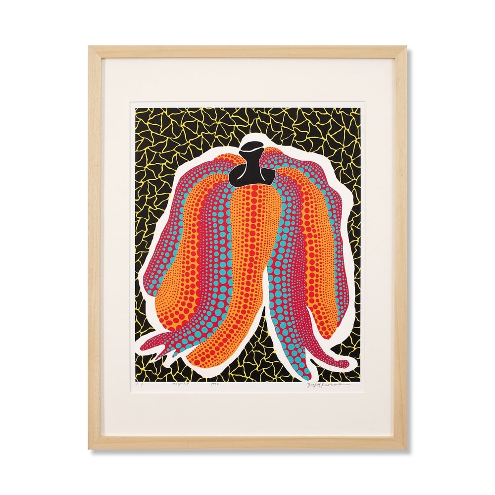 YAYOI KUSAMA (B.1929), SILKSCREEN PRINT: Signed (lower right) Image Dimensions: 22 x 17 1/2 in (56 x 44.5 cm) Framed Dimensions: 30 3/4 x 24 in (78 x 61 cm) Yayoi Kusama (b. 1929) stands as one of the most iconic and influential female artis