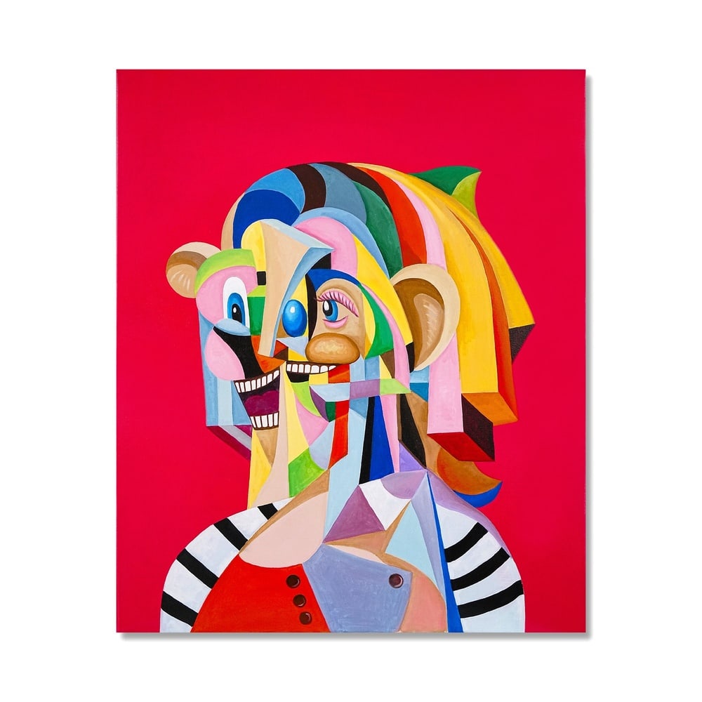GEORGE CONDO (B.1957), ATTRIBUTED TO, OIL ON CANVAS: Signed (verso) Image Dimensions: 47 1/4 x 39 3/8 in (120 x 100 cm) This painting comes with COA. George Condo, born in 1957, is widely regarded as one of the most innovative and intellectually