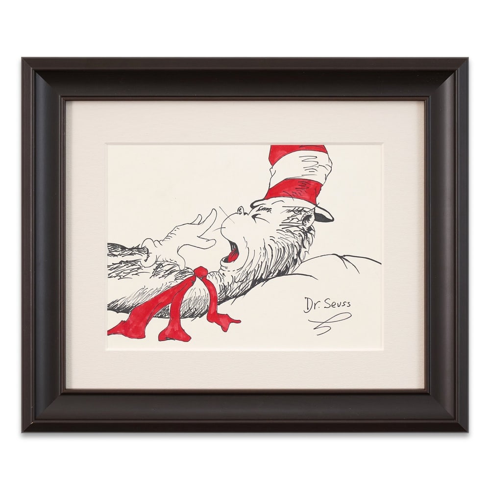 DR. SEUSS SIGNED "THE CAT IN THE HAT" CHARACTER DRAWING: Image Dimensions: 8 5/8 x 11 3/4 in (22 x 29.7 cm) Framed Dimensions: 16 1/8 x 19 in (41 x 48.5 cm) Provenance and Authentication: This collectible has undergone a rigorous forensic evaluation. The