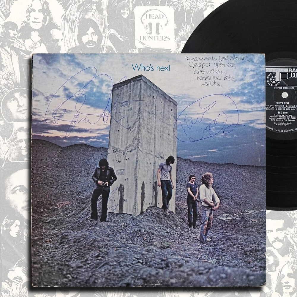 THE WHO FULLY SIGNED "WHO'S NEXT" LP (1971 U.K. FIRST PRESSING): 12 1/4 x 12 1/4 in Released in 1971, Who's Next is widely regarded as The Who's definitive studio masterpiece and one of the greatest rock albums ever recorded. Emerging from the ambitious Lifehouse