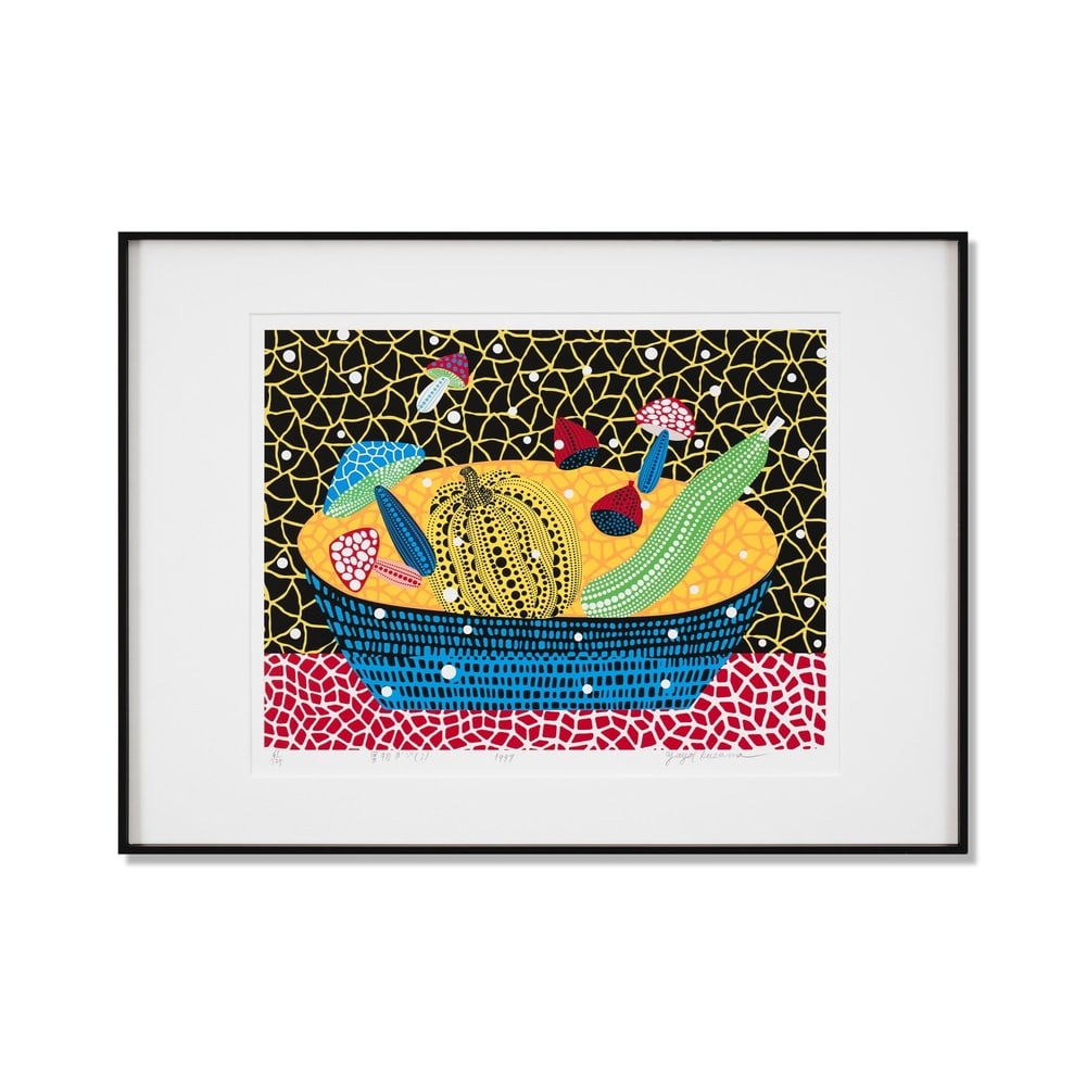 YAYOI KUSAMA (B.1929), SILKSCREEN PRINT: Signed (lower right) Image Dimensions: 16 1/2 x 13 in (42 x 33 cm) Framed Dimensions: 23 7/8 x 17 1/2 in (60.5 x 44.5 cm) Yayoi Kusama (b. 1929) stands as one of the most iconic and influential