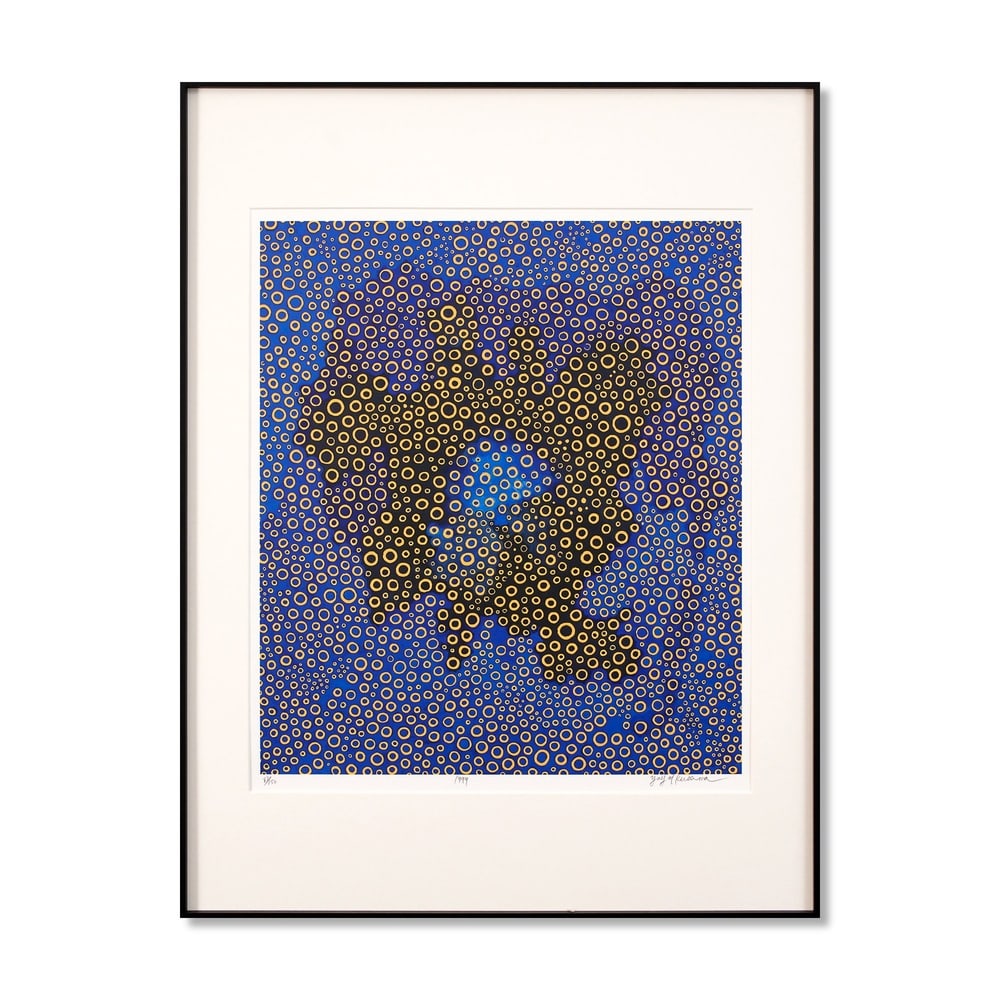 YAYOI KUSAMA (B.1929), SILKSCREEN PRINT: Signed (lower right) Image Dimensions: 22 x 18 5/8 in (56 x 47.4 cm) Framed Dimensions: 31 5/8 x 23 7/8 in (80.4 x 60.6 cm) Yayoi Kusama (b. 1929) stands as one of the most iconic and influential fema