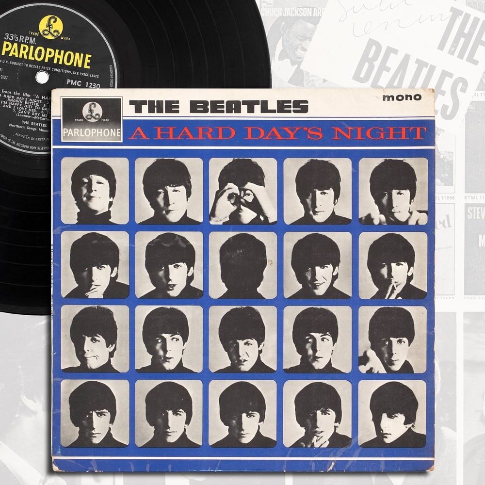 THE BEATLES FULLY SIGNED A HARD DAY'S NIGHT LP: 12 1/4 x 12 1/4 in Provenance and Authentication: This collectible has undergone a rigorous forensic evaluation. The signatures were carefully analyzed across multiple criteria, including ink depositi