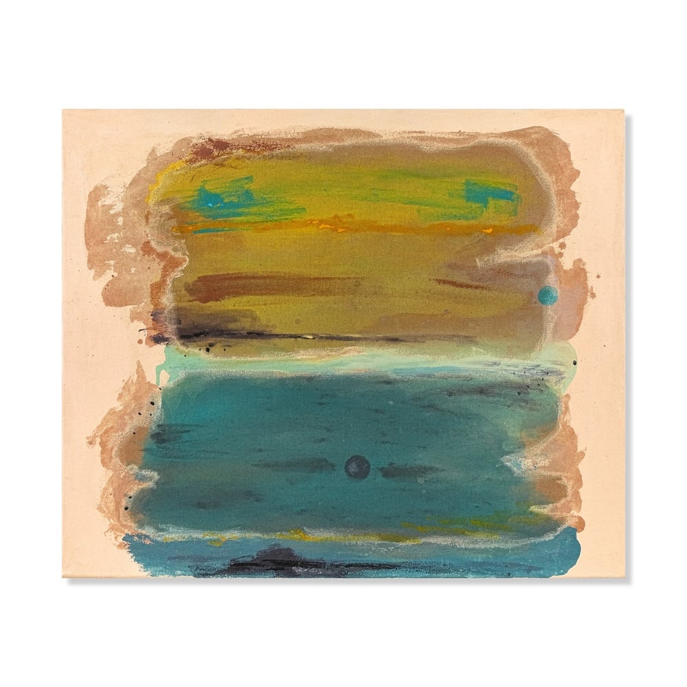 HELEN FRANKENTHALER (1928-2011), ATTRIBUTED TO, ACRYLIC ON CANVAS: Signed (verso) Image Dimensions: 30 3/4 x 37 3/8 in (78 x 95 cm) This painting comes with COA. Helen Frankenthaler is recognized as one of the leading figures of postwar American abstraction and a pio
