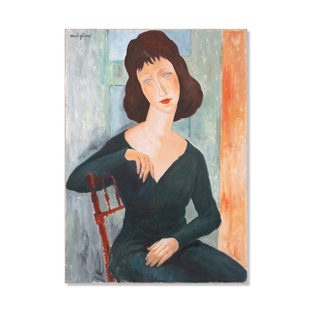 AMEDEO MODIGLIANI (1884-1920), ATTRIBUTED TO, OIL ON CANVAS: Signed (upper left) Image Dimensions: 25 5/8 x 18 1/4 in (65.2 x 46.5 cm) This painting comes with COA. Amedeo Modigliani remains one of the most recognizable figures of the School of Paris, celebrate