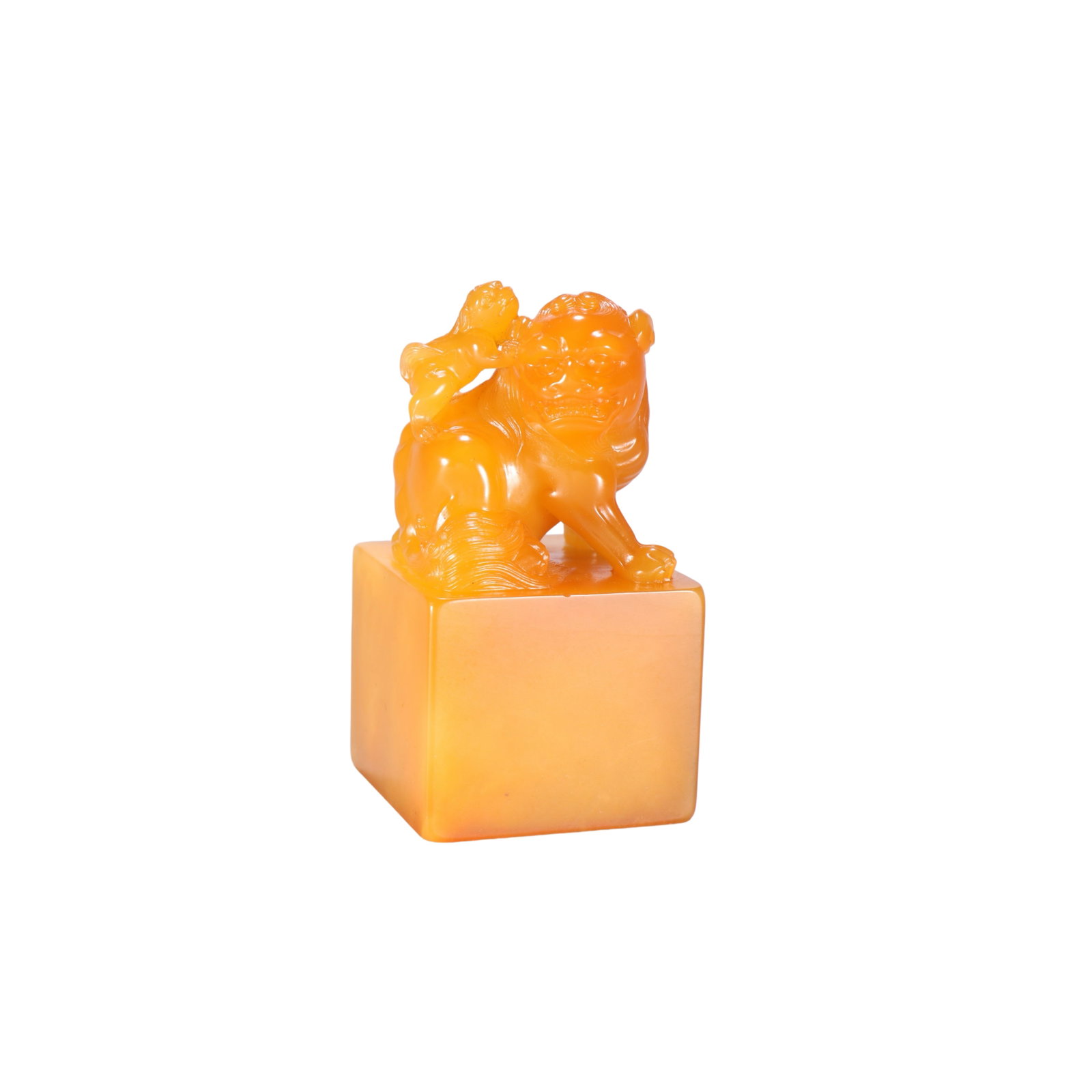 Tianhuang stone mother and child beast-shaped seal: H. 8.6 cm. W. 4.7 cm. Weight 337.3 gram.