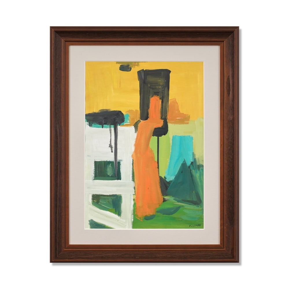 FRANZ KLINE (1910-1962), ATTRIBUTED TO, OIL ON PAPER: Signed (lower right) Image Dimensions: 20 3/8 x 14 3/8 in (51.6 x 36.5 cm) Framed Dimensions: 28 3/8 x 22 1/2 in (72.2 x 57.2 cm) This painting comes with COA. Franz Kline (1910-1962) was one of the m