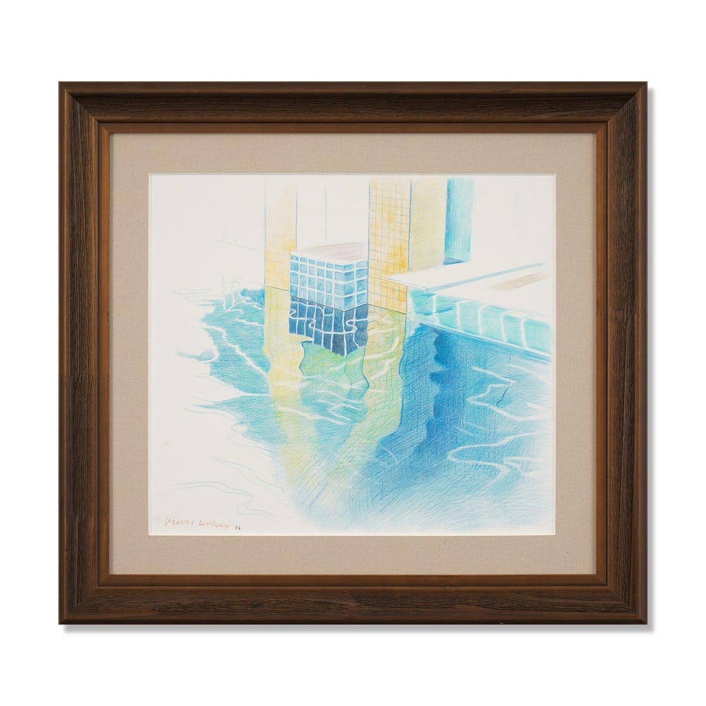 DAVID HOCKNEY (1937-2026), ATTRIBUTED TO, COLORED PENCIL ON PAPER: Signed (lower left) Image Dimensions: 16 x 17 7/8 in (40.6 x 45.4 cm) Framed Dimensions: 24 x 26 in (61.1 x 66 cm) This painting comes with COA. David Hockney (1937-2026) was one of the most influenti