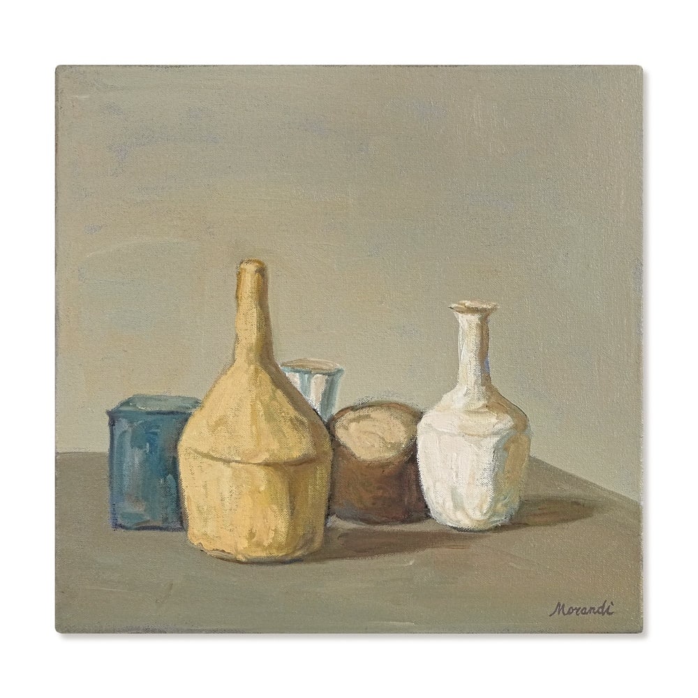 GIORGIO MORANDI (1890-1964), ATTRIBUTED TO, OIL ON CANVAS: Signed (lower right) Image Dimensions: 19 1/4 x 19 7/8 in (48.8 x 50.5 cm) This painting comes with COA. Giorgio Morandi (1890-1964) was one of the most distinctive figures of twentieth-century Italia