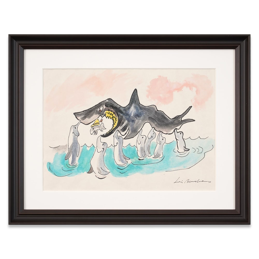 LUDWIG BEMELMANS SIGNED DRAWING: Image Dimensions: 11 1/4 x 15 7/8 in (28.7 x 40.5 cm) Framed Dimensions: 17 3/4 x 22 1/2 in (45 x 57 cm) Provenance and Authentication: According to the Letter of Authenticity (LOA) and Certificate of