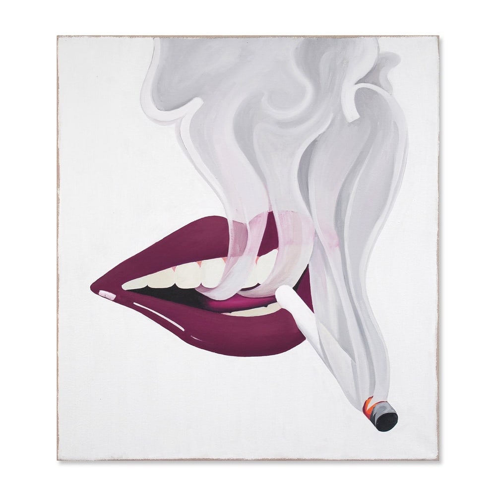 TOM WESSELMANN (1931-2004), ATTRIBUTED TO, OIL ON CANVAS: Signed (verso) Image Dimensions: 35 x 31 in (88.9 x 78.7 cm) This painting comes with COA. Titled Smoker #46 and dated 1969, this work centers on an enlarged female mouth, cigarette, and curling smoke