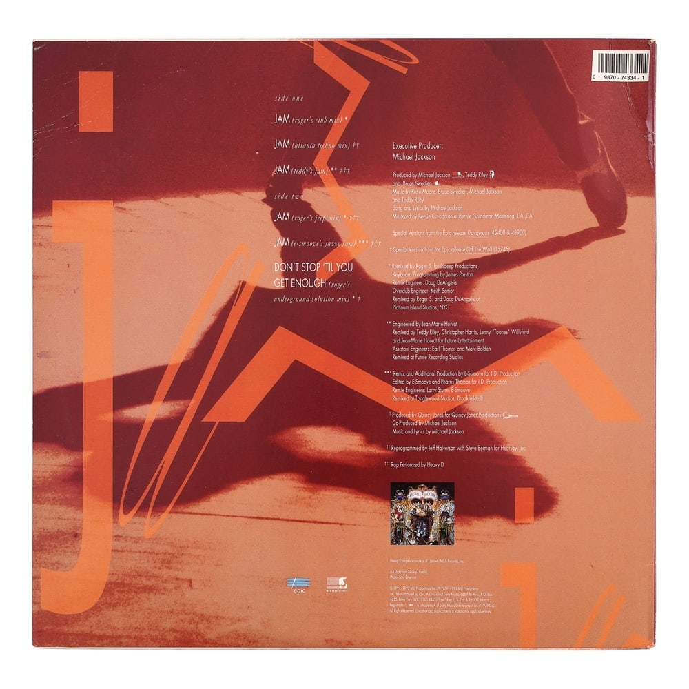 MICHAEL JACKSON SIGNED "JAM" 12" SINGLE LP - 2