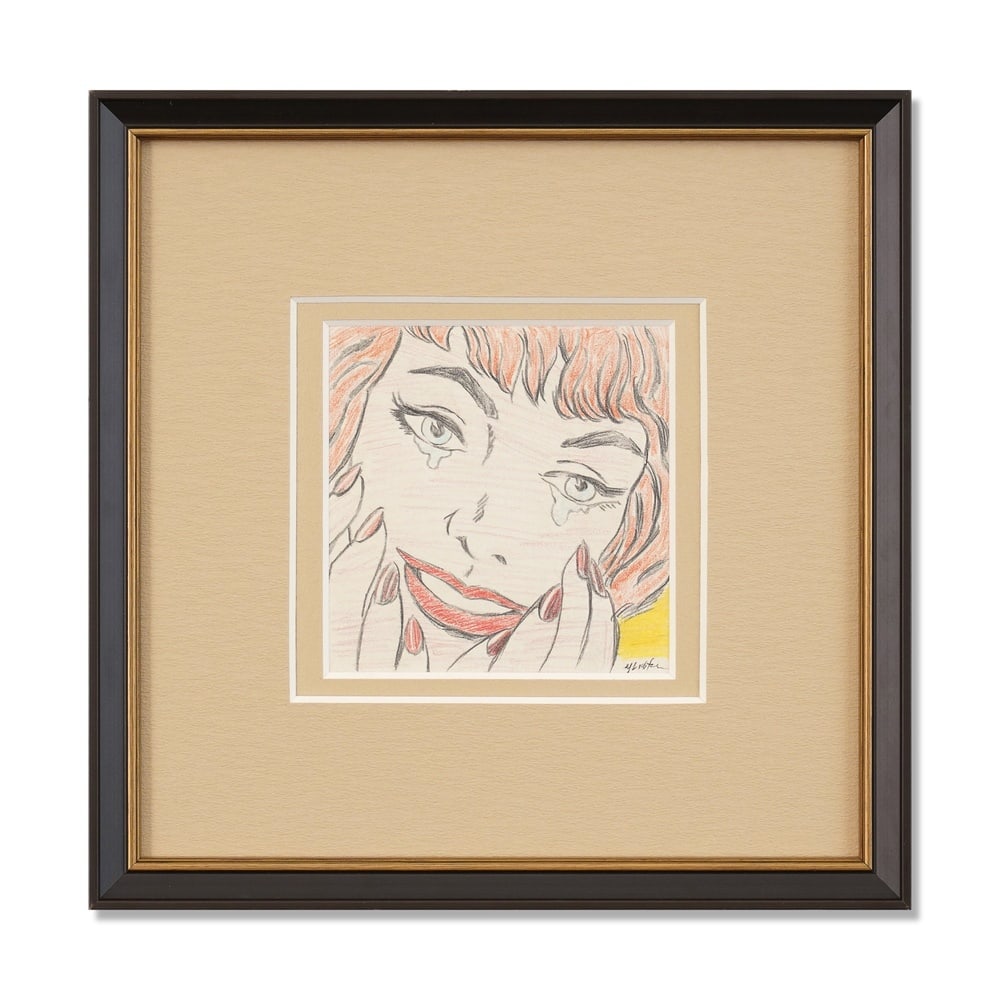 ROY LICHTENSTEIN (1923-1997), ATTRIBUTED TO, COLORED PENCIL AND GRAPHITE ON PAPER: Signed (lower right) Image Dimensions: 5 3/4 x 5 3/4 in (14.7 x 14.7 cm) Framed Dimensions: 13 1/2 x 13 1/2 in (34.2 x 34.2 cm) This painting comes with COA. Roy Lichtenstein (1923-1997) was one of