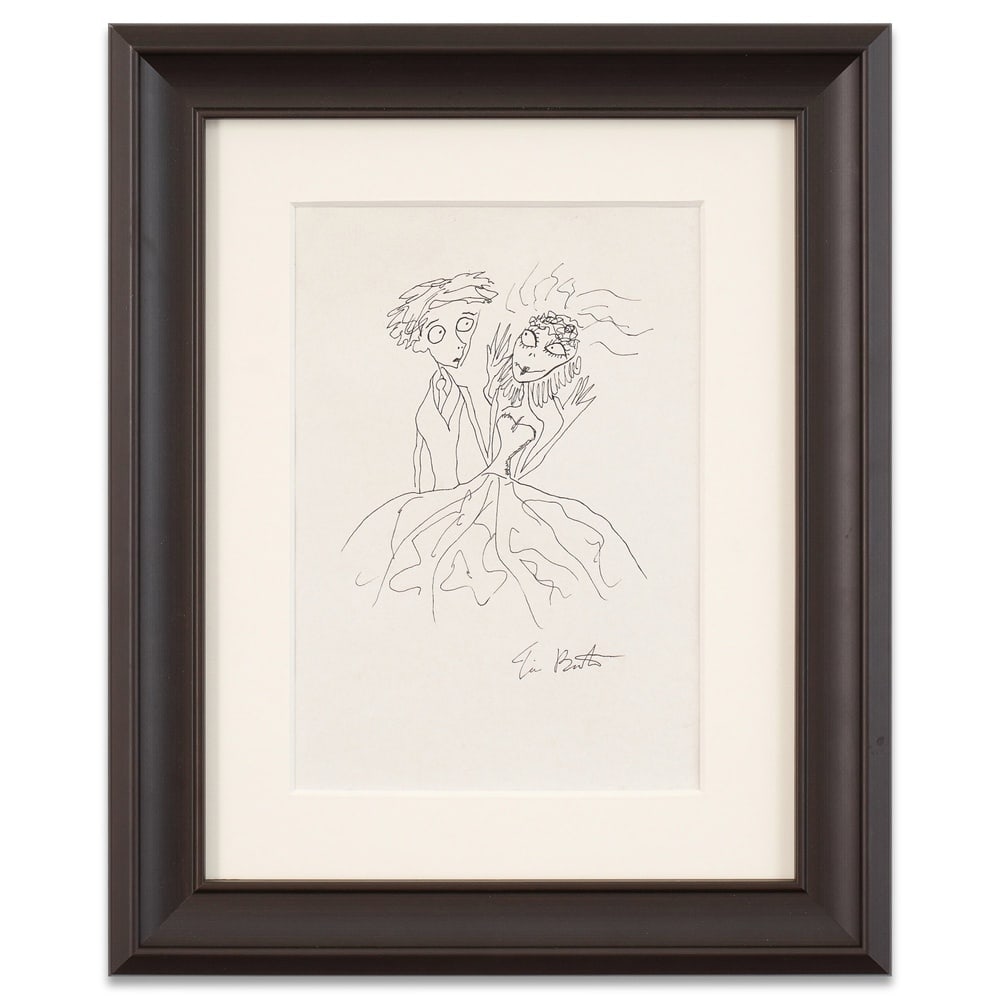 TIM BURTON HAND-DRAWN AND SIGNED DRAWING: Image Dimensions: 11 5/8 x 8 in (29.4 x 20.4 cm) Framed Dimensions: 18 7/8 x 15 3/8 in (48 x 39.1 cm) Provenance and Authentication: According to the accompanying documentation provided by the consign