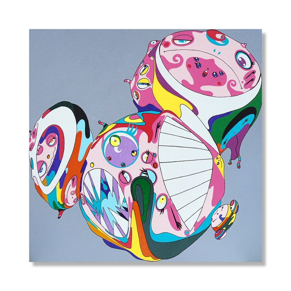 TAKASHI MURAKAMI (B.1962), ATTRIBUTED TO, ACRYLIC ON CANVAS MOUNTED ON WOOD: Signed (verso) Image Dimensions: 23 5/8 x 23 5/8 in (60 x 60 cm) This painting comes with COA. Takashi Murakami remains one of the most influential and internationally recognized figures in