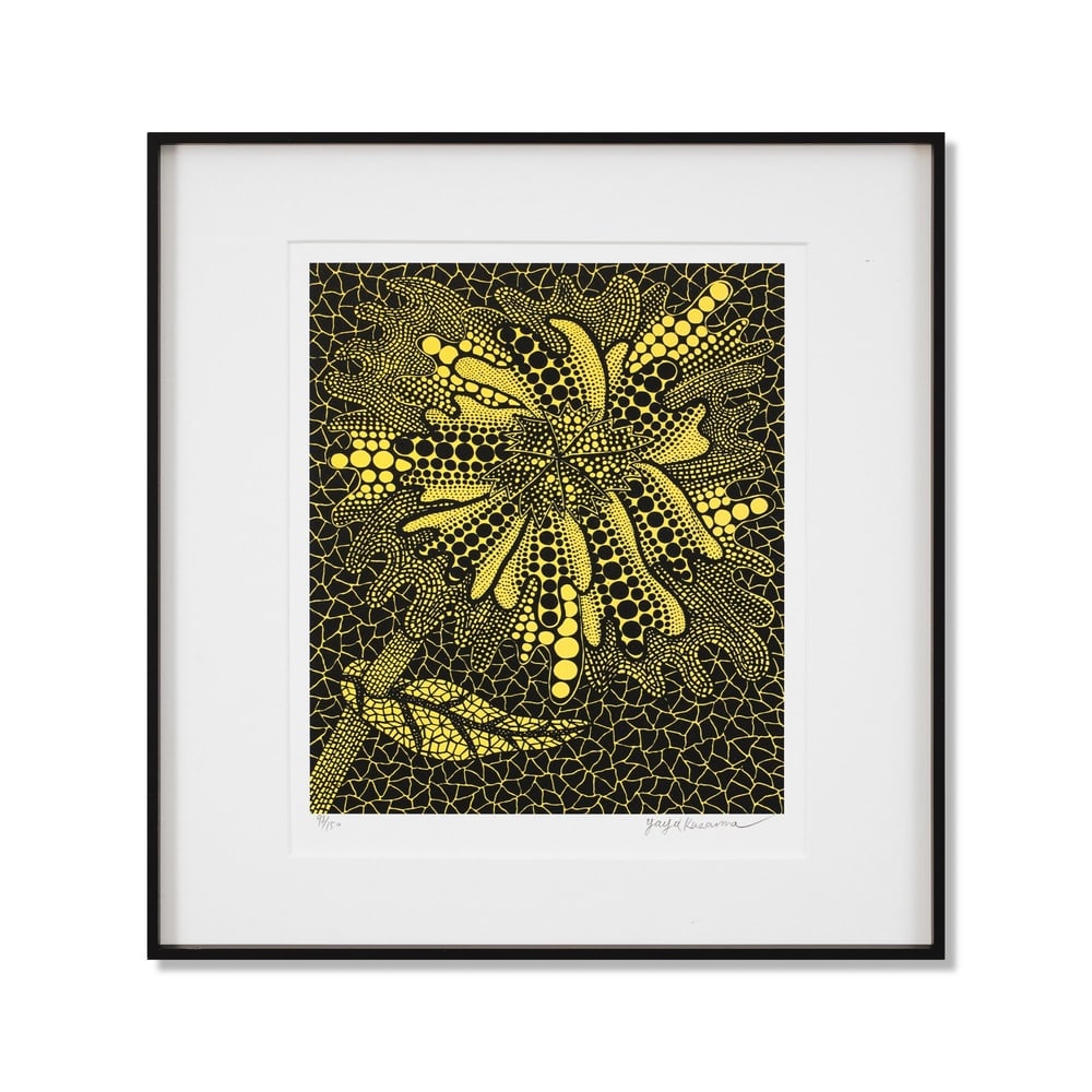 YAYOI KUSAMA (B.1929), SILKSCREEN PRINT: Signed (lower right) Image Dimensions: 12 1/4 x 10 1/4 in (31 x 26 cm) Framed Dimensions: 16 1/2 x 15 3/4 in (42 x 40 cm) Yayoi Kusama (b. 1929) stands as one of the most iconic and influential