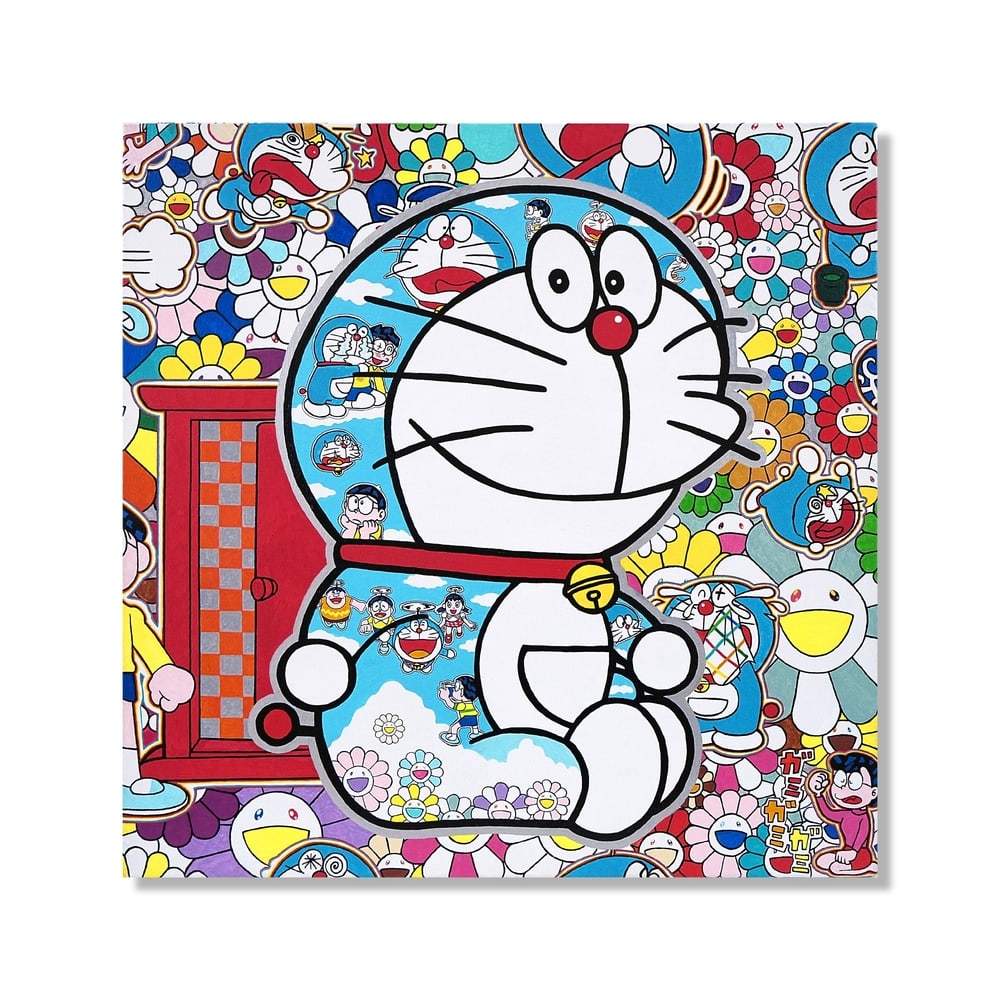 TAKASHI MURAKAMI (B.1962), ATTRIBUTED TO, ACRYLIC ON CANVAS MOUNTED ON WOOD: Signed (verso) Image Dimensions: 23 5/8 x 23 5/8 in (60 x 60 cm) This painting comes with COA. Takashi Murakami remains one of the most influential and internationally recognized figures in