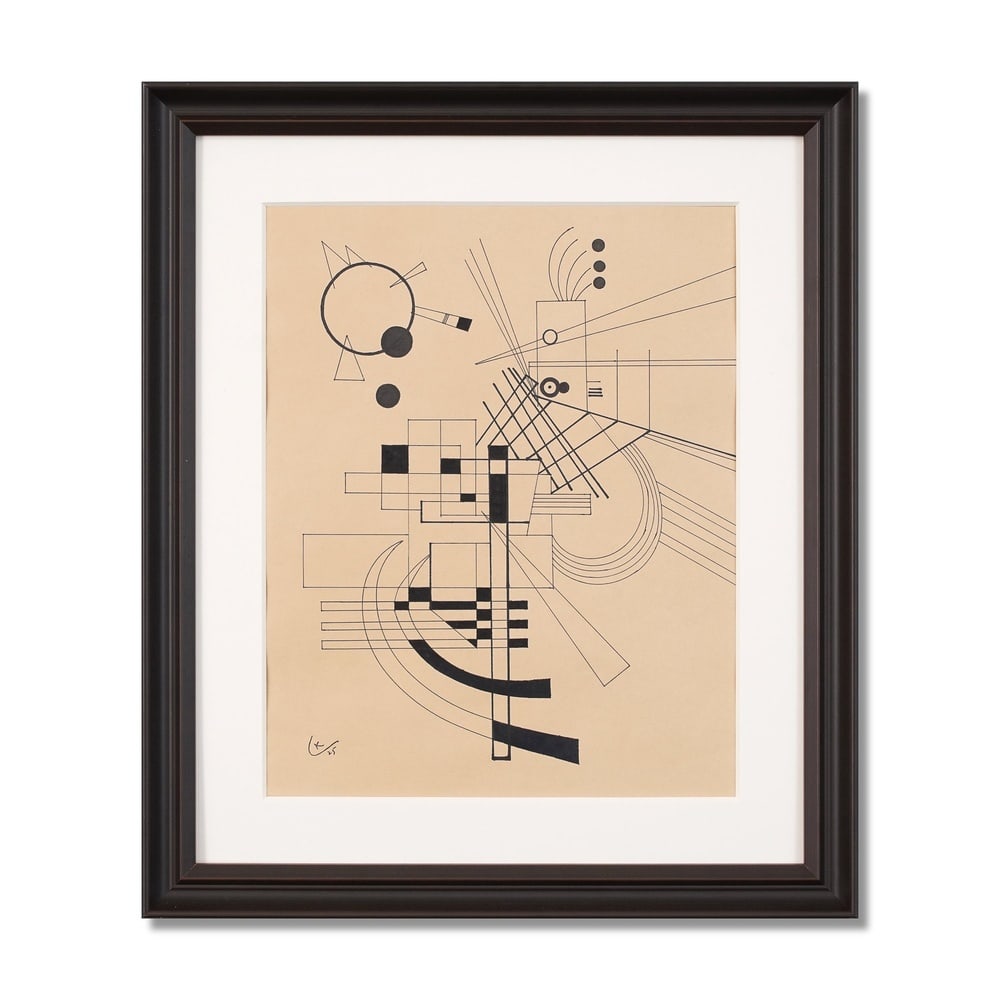 WASSILY KANDINSKY (1866-1944), ATTRIBUTED TO, PEN AND INDIA INK ON PAPER: Signed (lower left) Image Dimensions: 15 1/4 x 12 1/8 in (38.8 x 30.9 cm) Framed Dimensions: 21 3/8 x 18 1/4 in (54.3 x 46.5 cm) This painting comes with COA. Wassily Kandinsky, a pioneer of abstract 