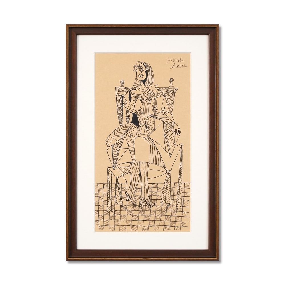 PABLO PICASSO (1881-1973), ATTRIBUTED TO, INK ON PAPER: Signed (upper right) Image Dimensions: 18 1/8 x 9 5/8 in (45.9 x 24.5 cm) Framed Dimensions: 23 5/8 x 15 1/8 in (60 x 38.5 cm) This painting comes with COA. Pablo Picasso's relentless innovation