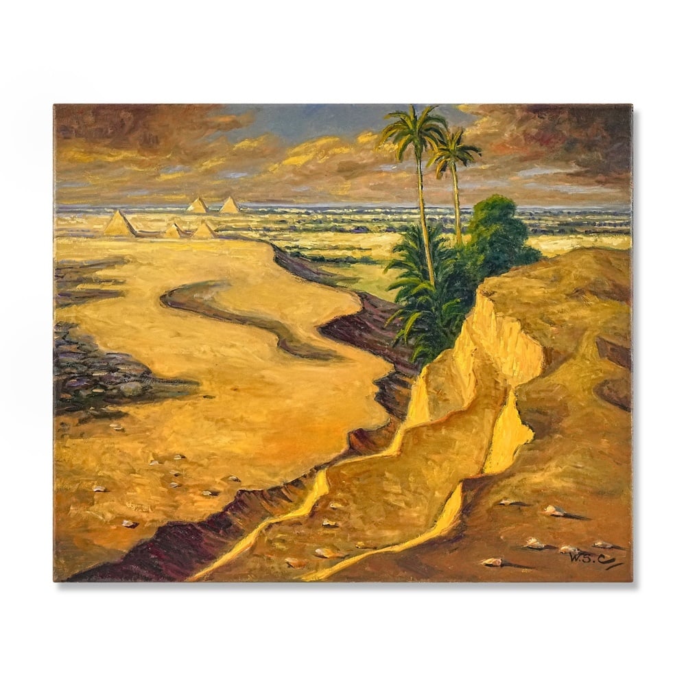 WINSTON CHURCHILL (1874-1965), ATTRIBUTED TO, OIL ON CANVAS: Image Dimensions: 23 3/4 x 29 in (60.5 x 73.6 cm) This painting comes with COA. Sir Winston Churchill is widely recognised not only as one of the most influential statesmen of the twentieth century bu