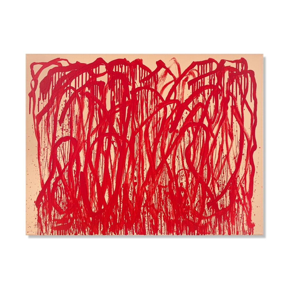 CY TWOMBLY (1928-2011), ATTRIBUTED TO, ACRYLIC ON CANVAS: Signed (verso) Image Dimensions: 29 7/8 x 39 3/8 in (76 x 100 cm) This painting comes with COA. Cy Twombly's late works intensify his exploration of gesture, transforming the act of drawing into a